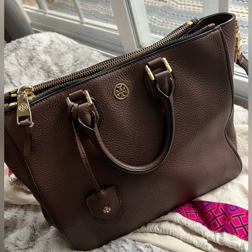 Tory Burch Brown Zip Tote